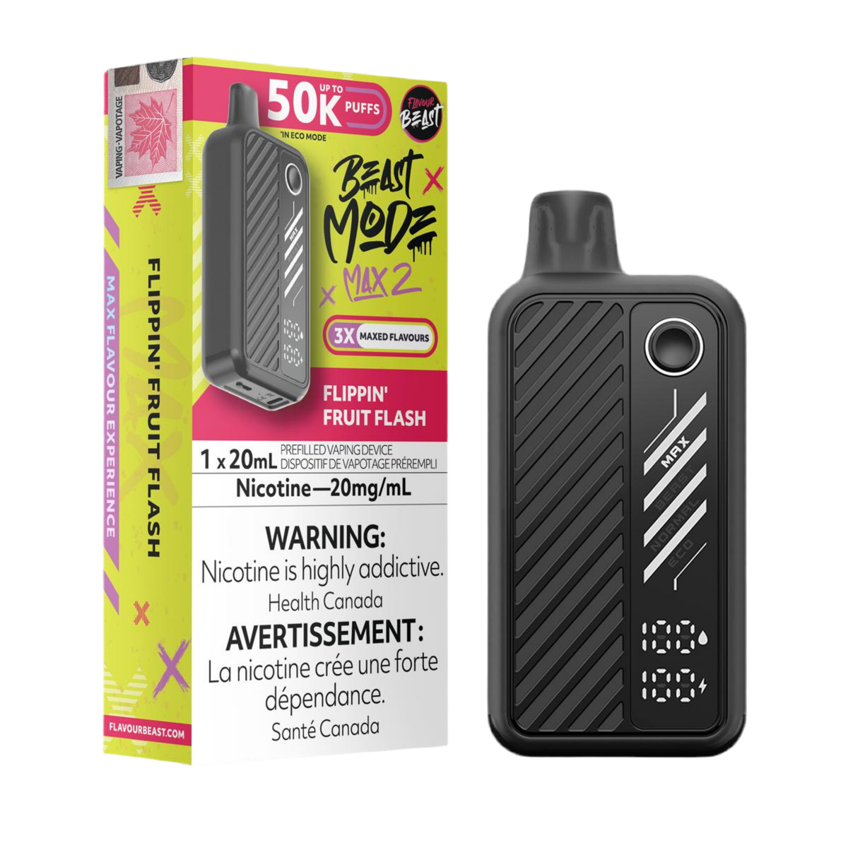 Flavour Beast Beast Mode Max 2 50K Flippin’ Fruit Flash 20mg/mL disposable (Provincial)