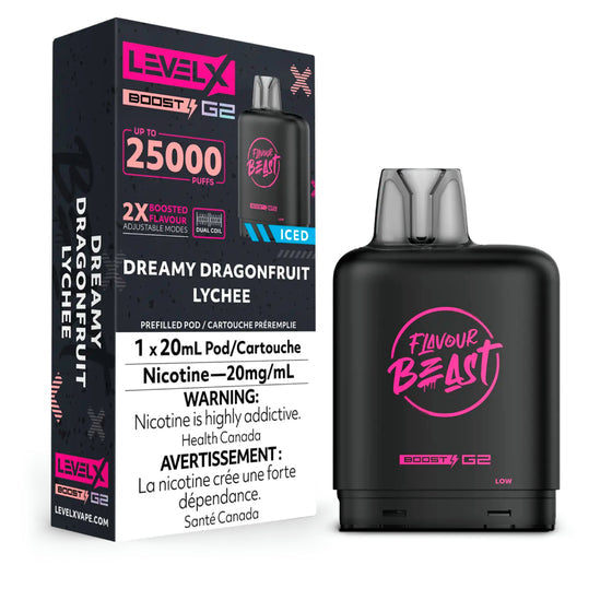 Flavour Beast LevelX Boost G2 pod 25K Dreamy Dragonfruit Lychee Iced 20mg/mL (Provincial)