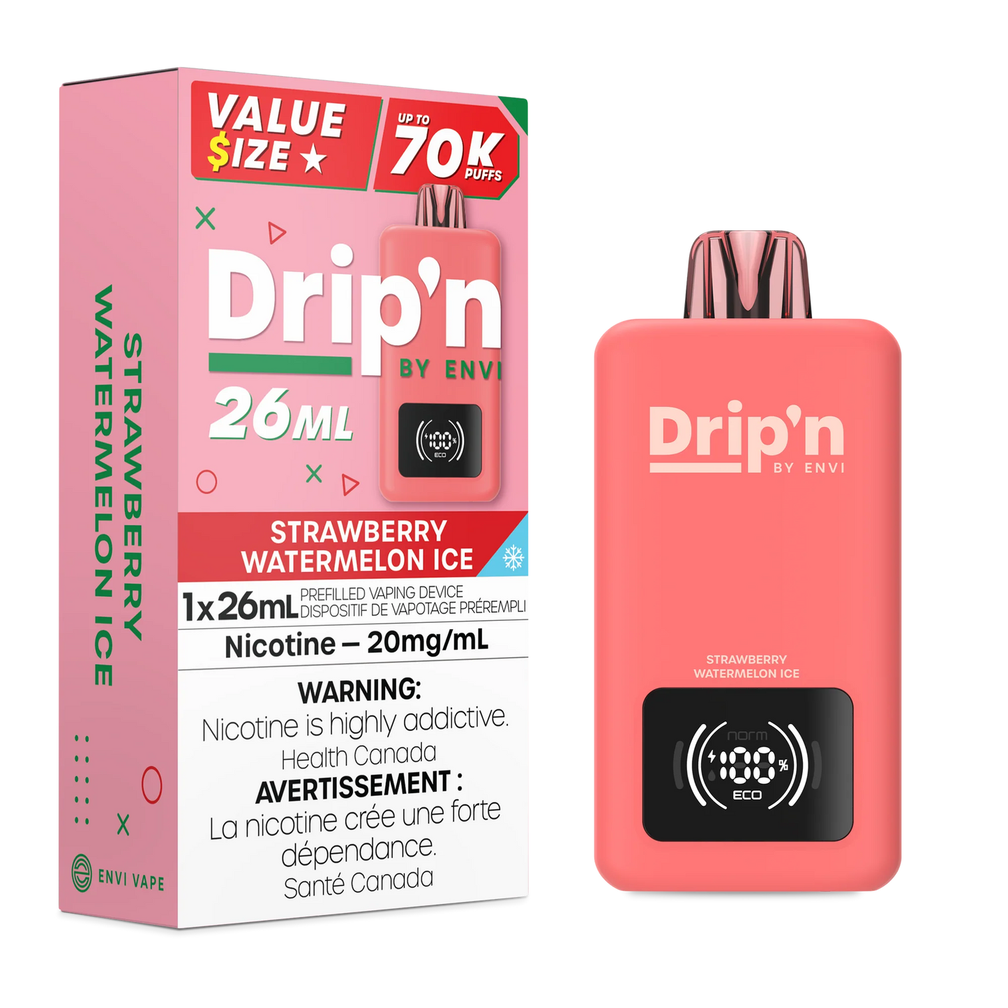 Drip’n 70k Strawberry Watermelon Ice 20mg/ml disposable (Provincial)