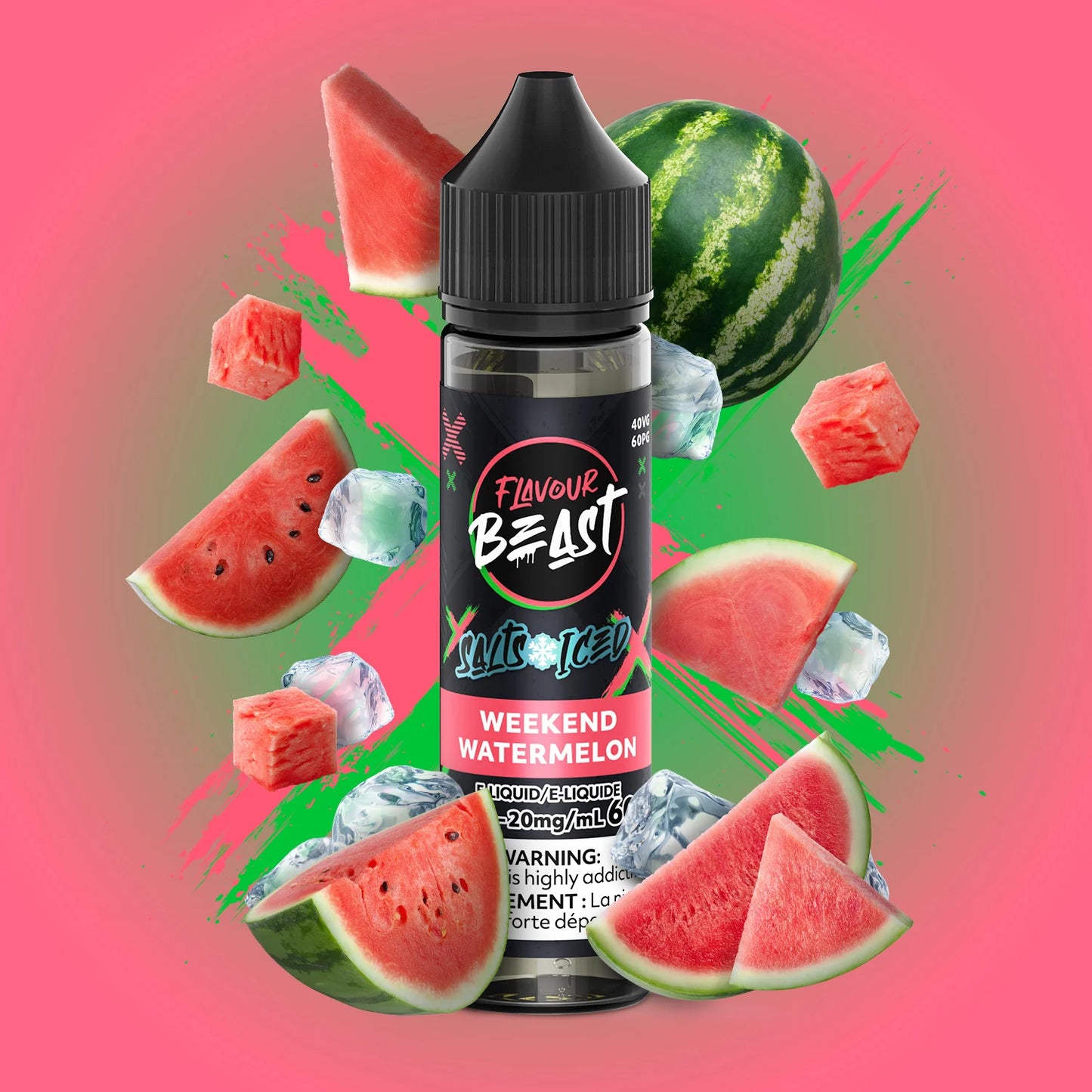 Flavour Beast e-liquid Weekend Watermelon Iced 20mg/mL-60mL (Provincial)