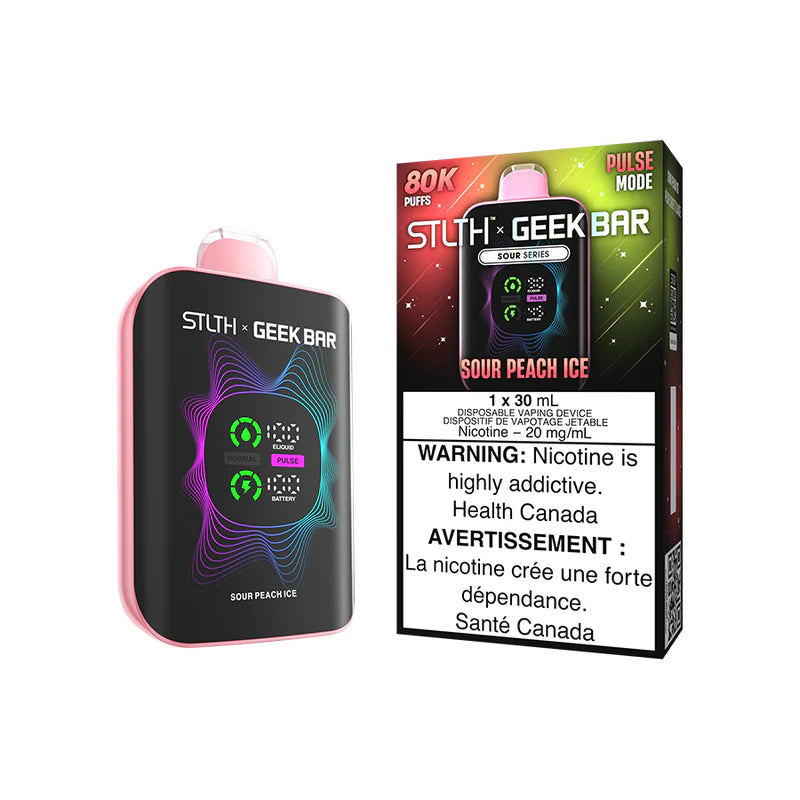 Stlth X Geek Bar 80k Sour Peach Ice 20mg/30mL disposable (Provincial)