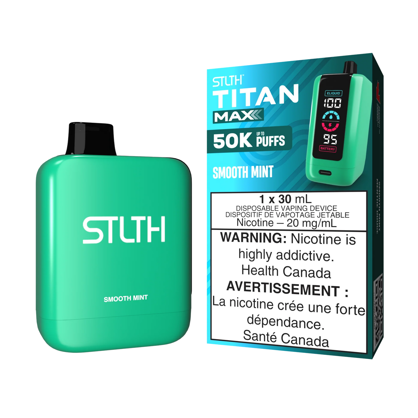 Stlth Titan Max 50K Smooth Mint 20mg/mL disposable (Provincial)