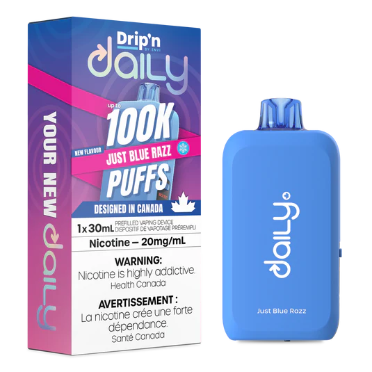 Drip’n Daily 100K Just Blue Razz 20mg/mL Disposable (Provincial)