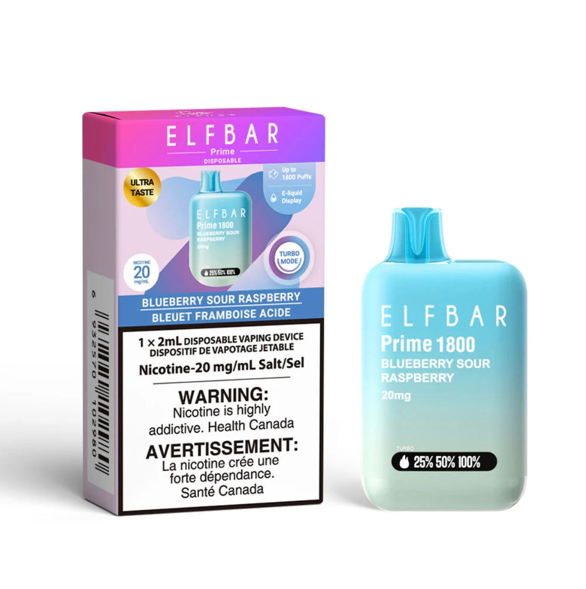 Elf Bar Prime 1800 Blueberry Sour Raspberry 20mg/ml disposable (Provincial)