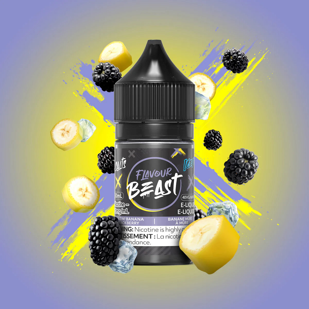 Flavour Beast e-liquid Blazin’ Banana Blackberry Iced 10mg/mL-30mL (Provincial)