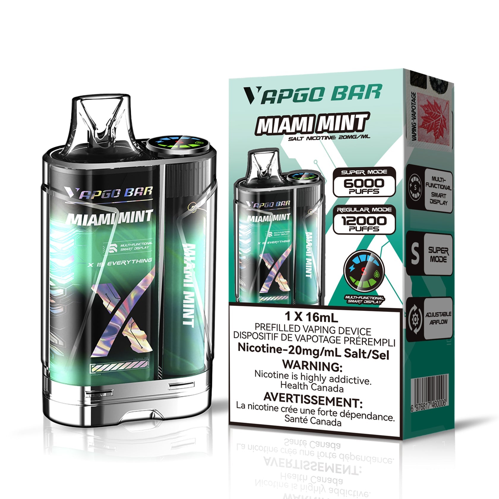 Vapgo Bar 6000/12000 Miami Mint 20mg/mL disposable (Provincial) Vape Shop-y Vapgo Bar 6000/12000 Miami Mint 20mg/mL disposable (Provincial) Vape Shop-y