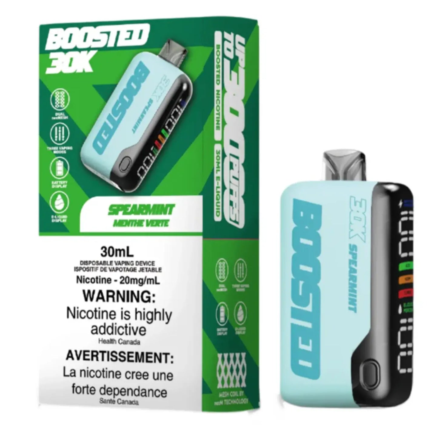 Boosted 30K Spearmint 20mg/mL Disposable (Provincial)