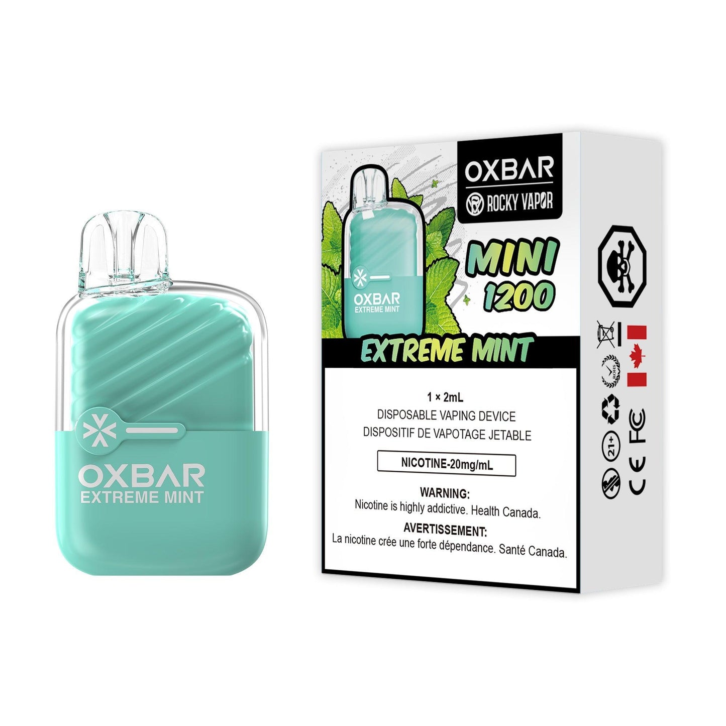Oxbar Mini 1200 Extreme Mint 20mg/mL disposable (Provincial)