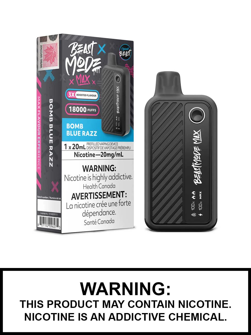 Flavour Beast Mode Max 18K Bomb Blue Razz 20mg/mL disposable (Provincial)
