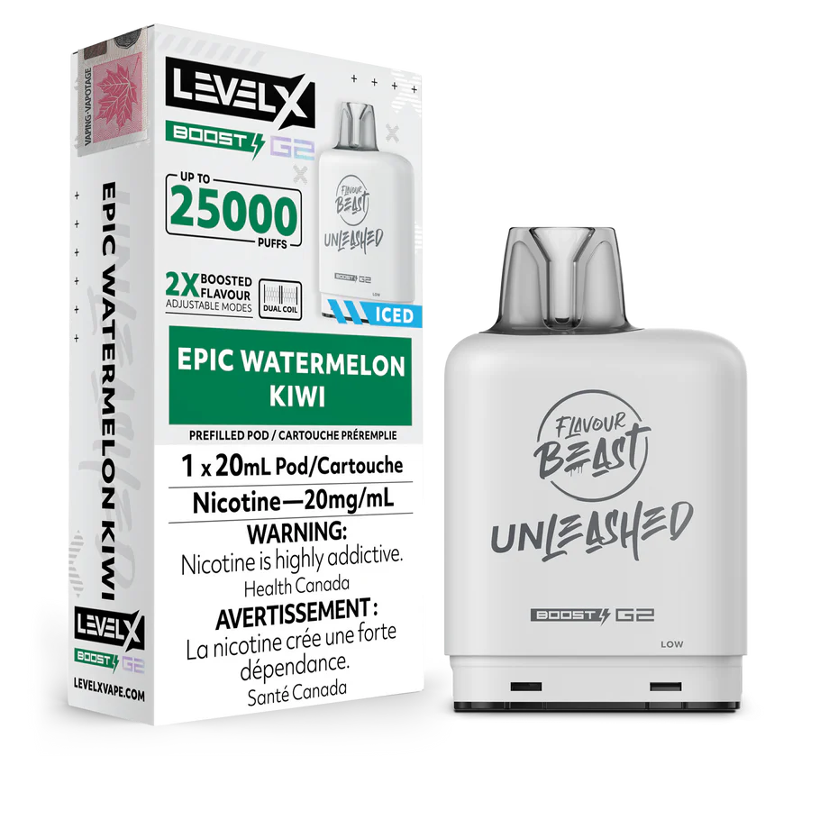 Flavour beast LevelX Boost G2 pod 25K Epic Watermelon Kiwi Iced 20mg/mL (Provincial)
