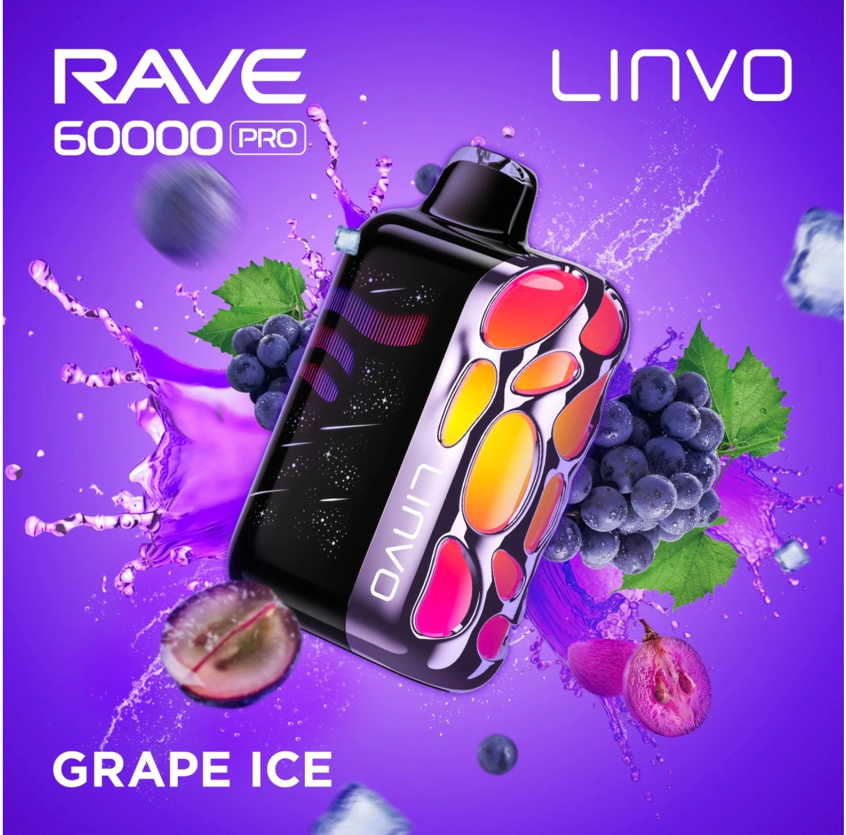 Linvo Rave 60K Grape Ice 20mg/mL disposable (Provincial)