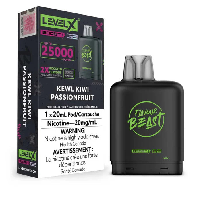 Flavour Beast LevelX Boost G2 pod 25K Kewl Kiwi Passionfruit 20mg/mL (Provincial)