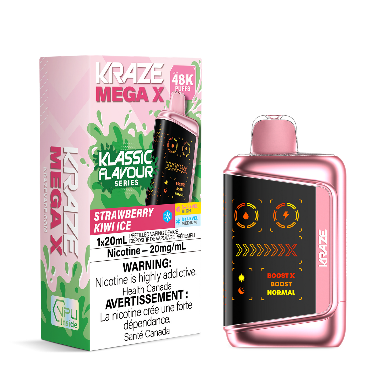 Kraze Mega X 48k Strawberry Kiwi Ice 20mg/mL Disposable (Provincial)