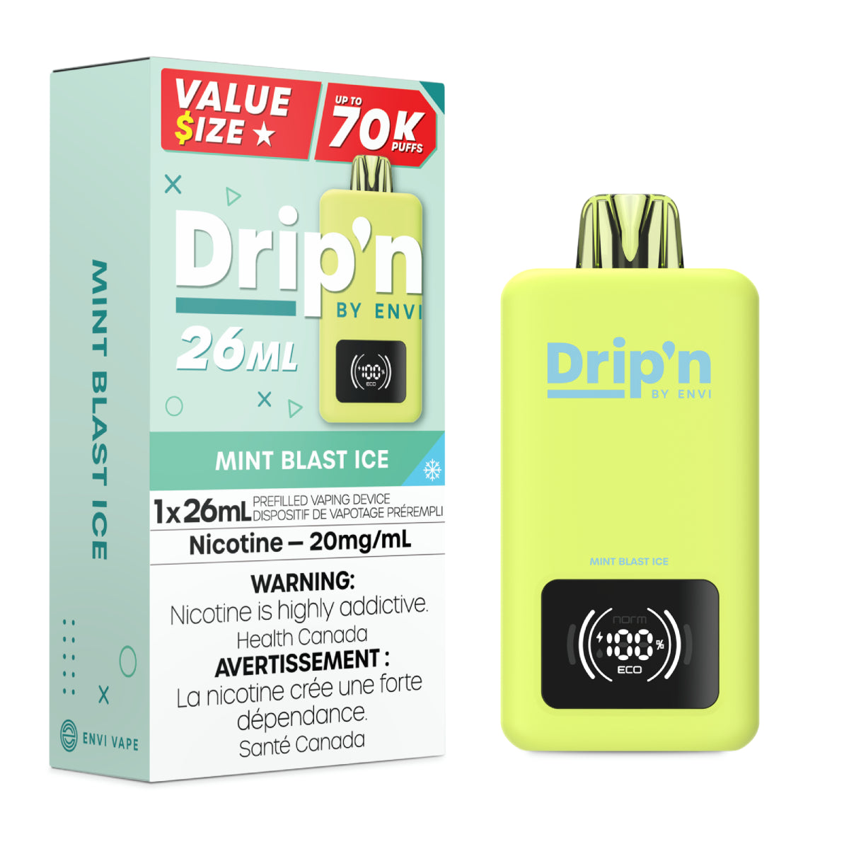Drip’n 70k Mint Blast Ice 20mg/ml disposable (Provincial)