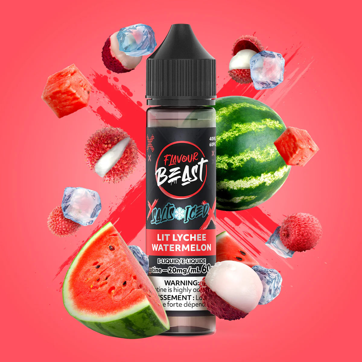 Flavour Beast e-liquid Lit Lychee Watermelon Iced 20mg/mL-60mL (Provincial)