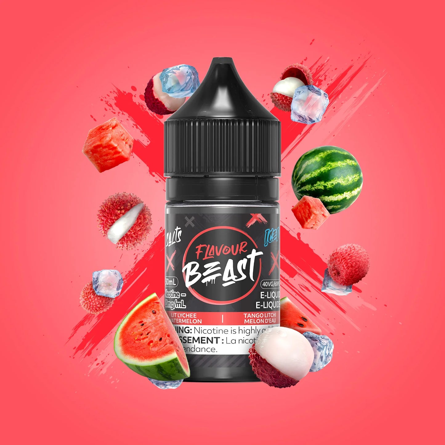 Flavour Beast e-liquid Lit Lychee Watermelon Iced 10mg/mL-30mL (Provincial)
