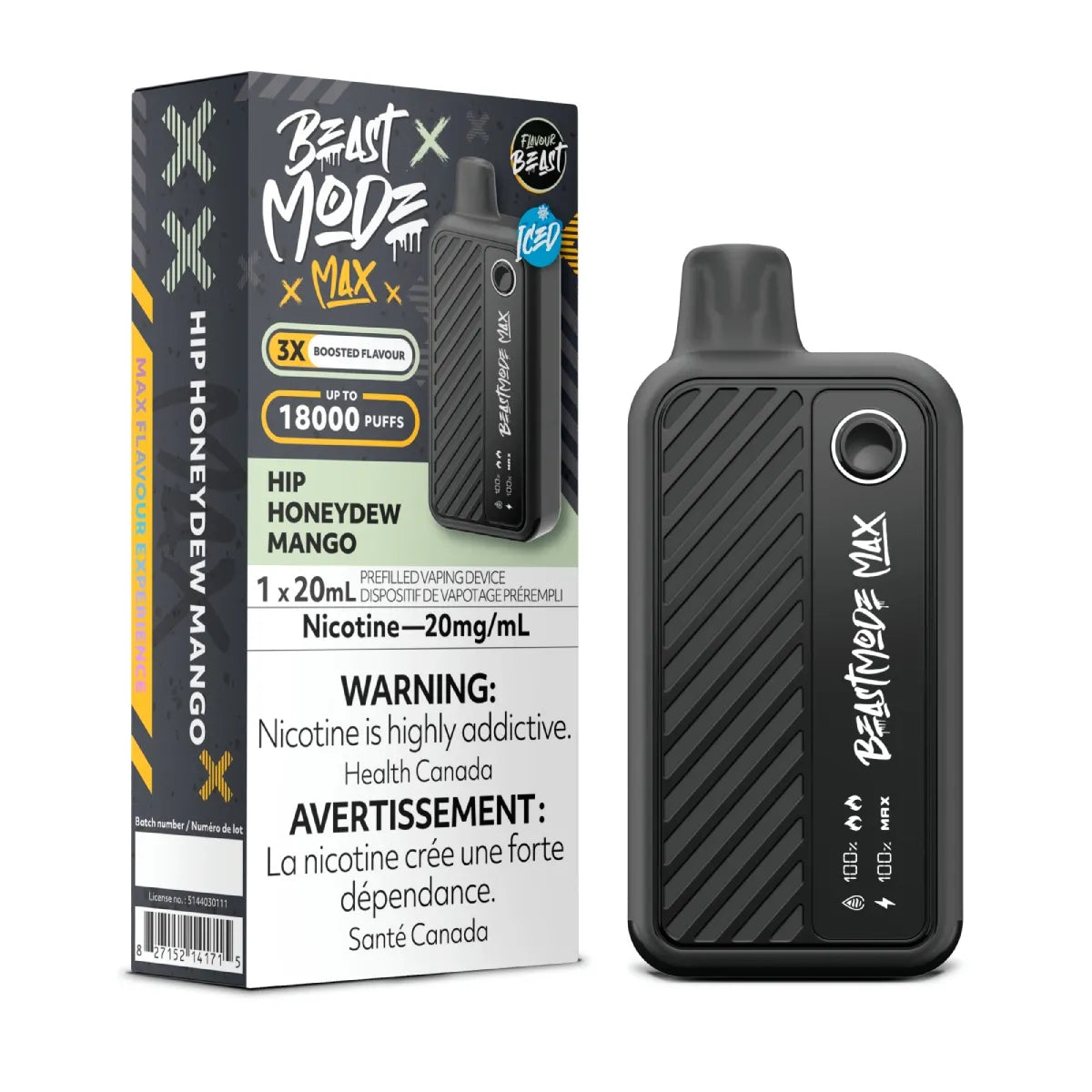 Flavour Beast Mode Max 18K Hip Honeydew Mango Iced 20mg/mL disposable (Provincial)