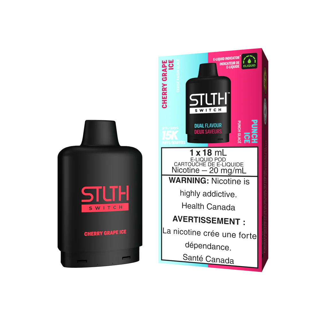 Stlth Loop Switch 15K (Dual pod) Cherry Grape Ice & Punch Ice 20mg (Provincial)