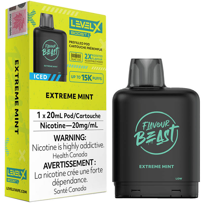 Flavour Beast LevelX Boost pod 15k Extreme Mint Iced 20mg/mL(provinical)