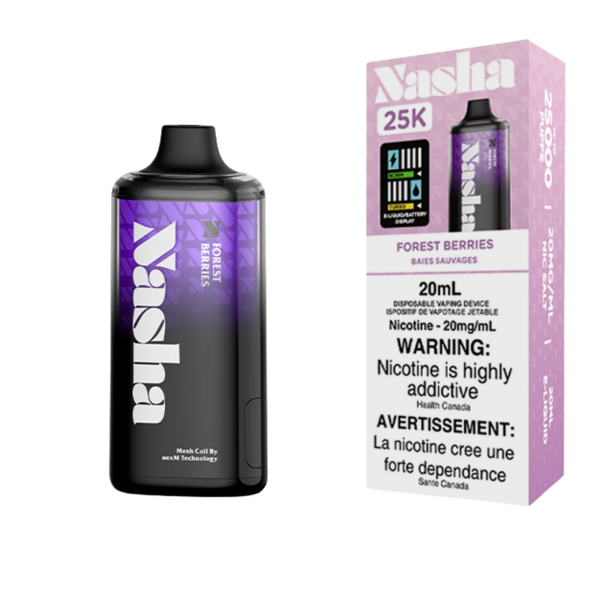 Nasha 25K Forest Berries 20mg/mL disposable (Provincial)