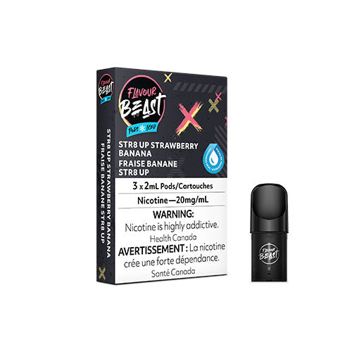 Flavour Beast pods Str8 Strawberry Banana Iced 20mg/mL(Provincial)