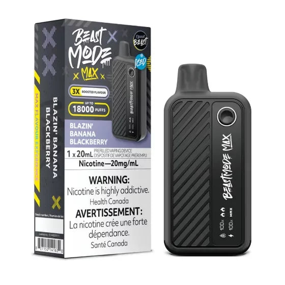 Flavour Beast Mode Max 18K Blazin’ Banana Blackberry Iced 20mg/mL disposable (Provincial)
