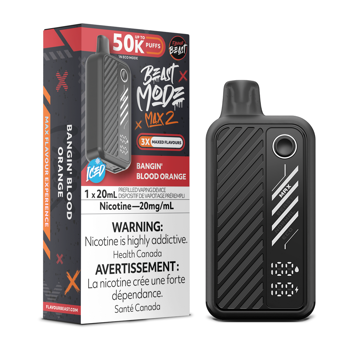 Flavour Beast Beast Mode Max 2 50K Bangin’ Blood Orange 20mg/mL disposable (Provincial)