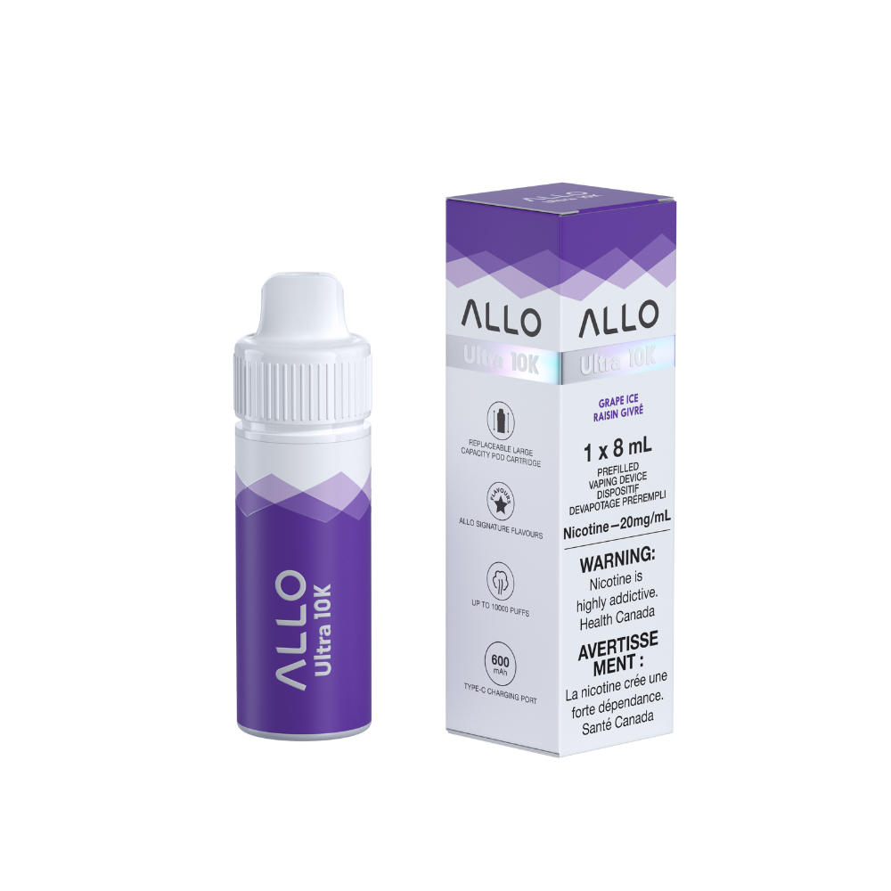 Allo Ultra 10k Hybrid Grape Ice Disposable 20mg/ml (Provincial)