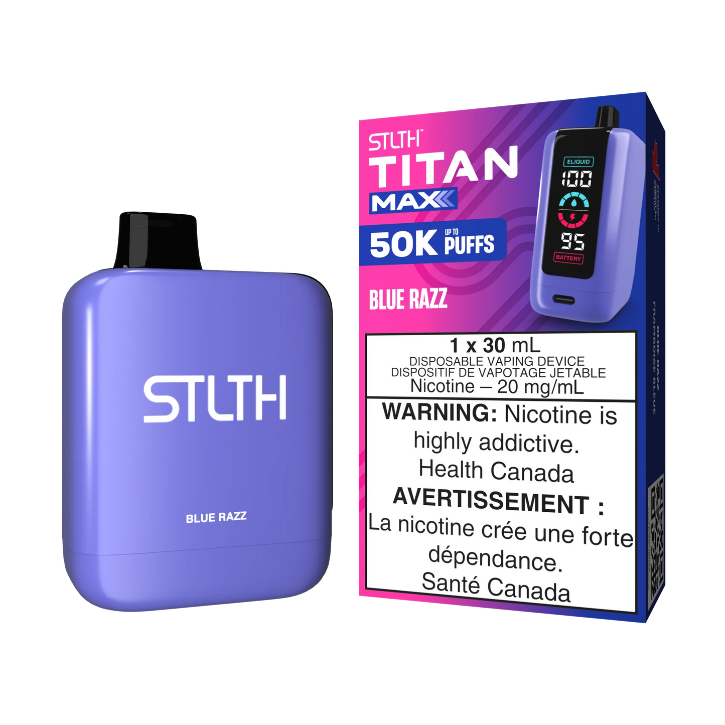 Stlth Titan Max 50K Blue Razz 20mg/mL disposable (Provincial)