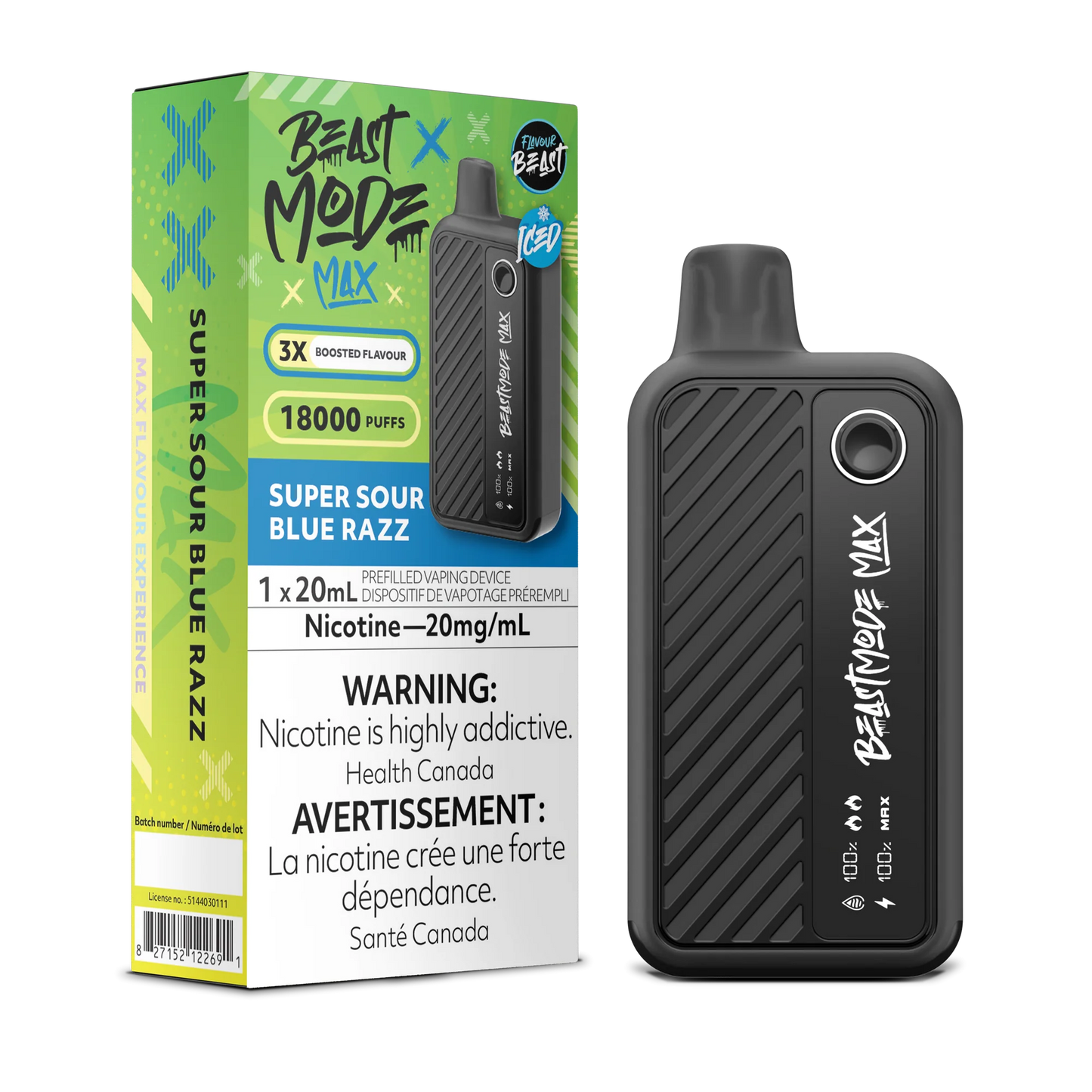 Flavour Beast Beast Mode Max 18k Super Sour Blue Razz Iced 20mg/mL disposable (Provincial)