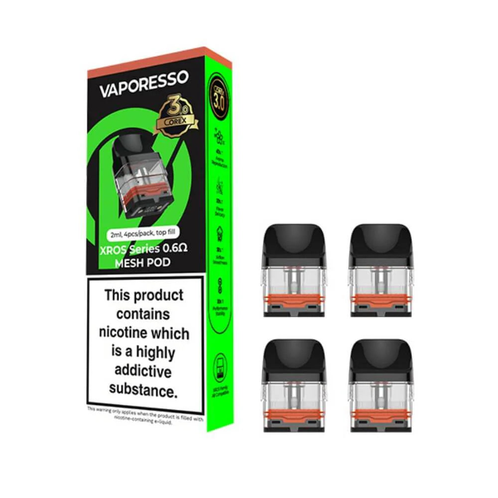 vaporesso xros corex 2.0 series mesh pod 0.6 ohm 2mL/4pk – Vape Shop-y GEM - Magnetic USB cigarettes E-liquid flavor:Tiffany (Kiwi Watermelon)