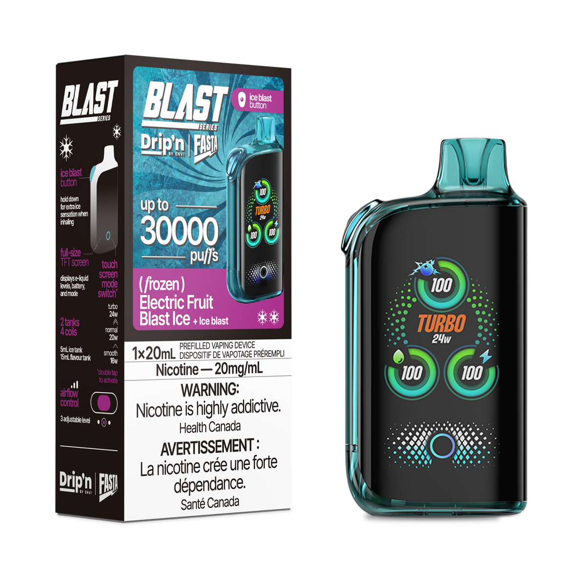 Drip’n Fasta 30k puffs Electric Fruit Blast Ice disposable 20mg/mL (Provincial)
