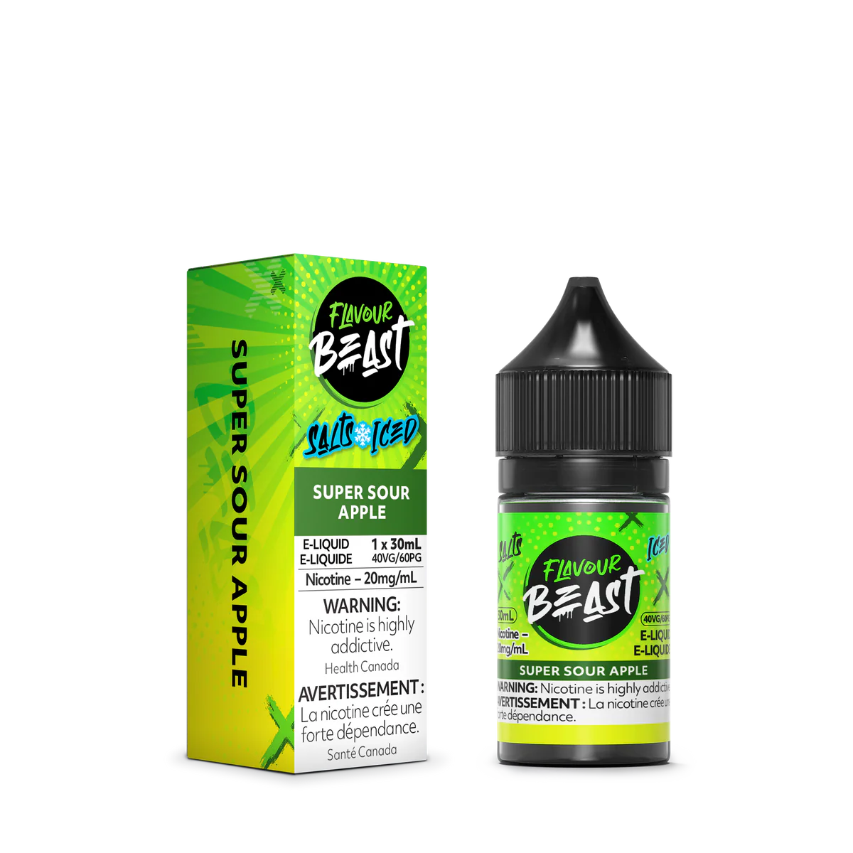 Flavour Beast e-liquid Super Sour Apple Iced 20mg/mL-30ml (Provincial)