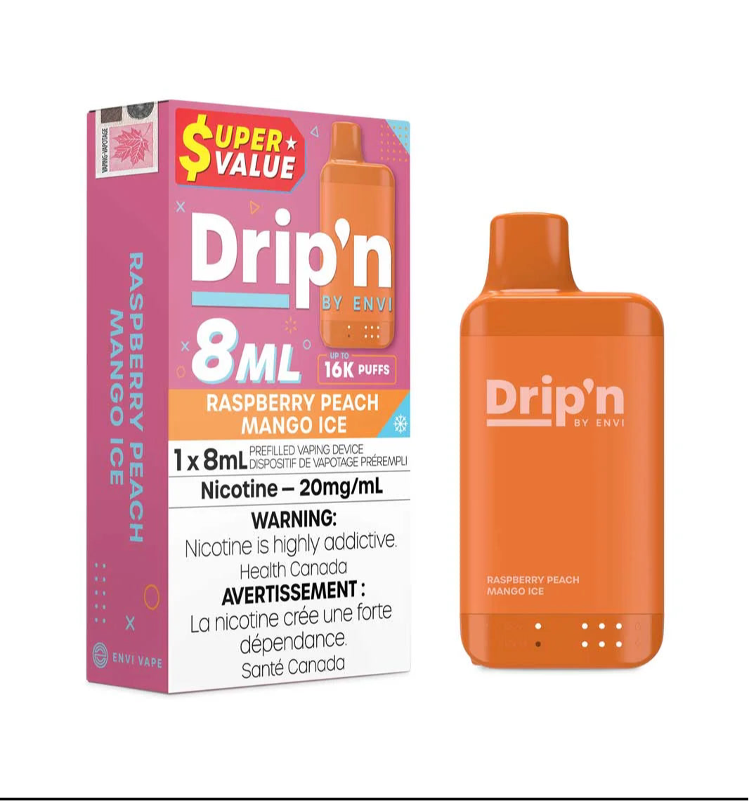Drip’n by Envi 16k Raspberry Peach Mango Ice 20mg/ml disposable (Provincial)