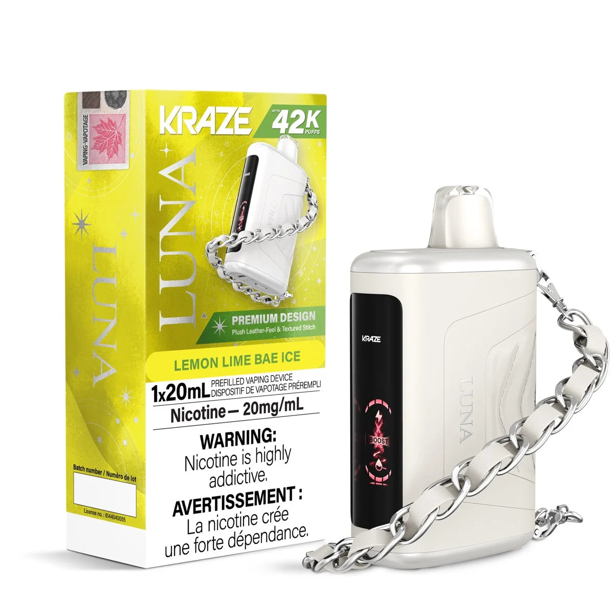 Kraze Luna 42K Lemon Lime Bae Ice 20mg/mL disposable (Provincial)