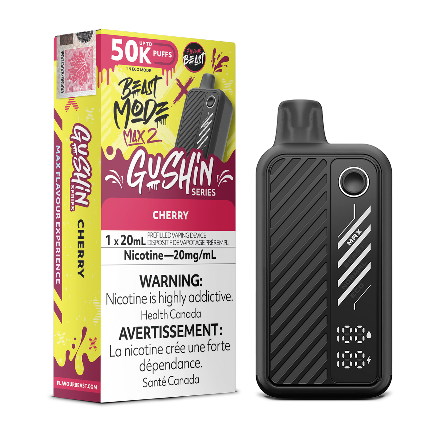 Flavour Beast Mode Max 2 50k Gushin Cherry 20mg/mL disposable (Provincial)