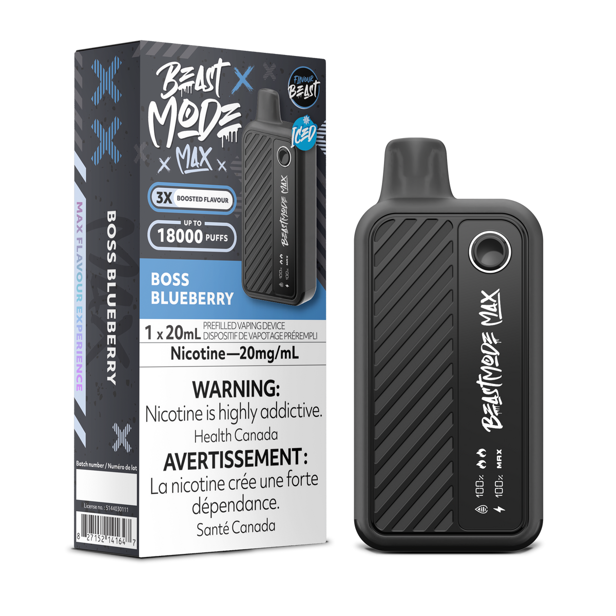 Flavour Beast Mode Max 18K Boss Blueberry 20mg/mL disposable (Provincial)
