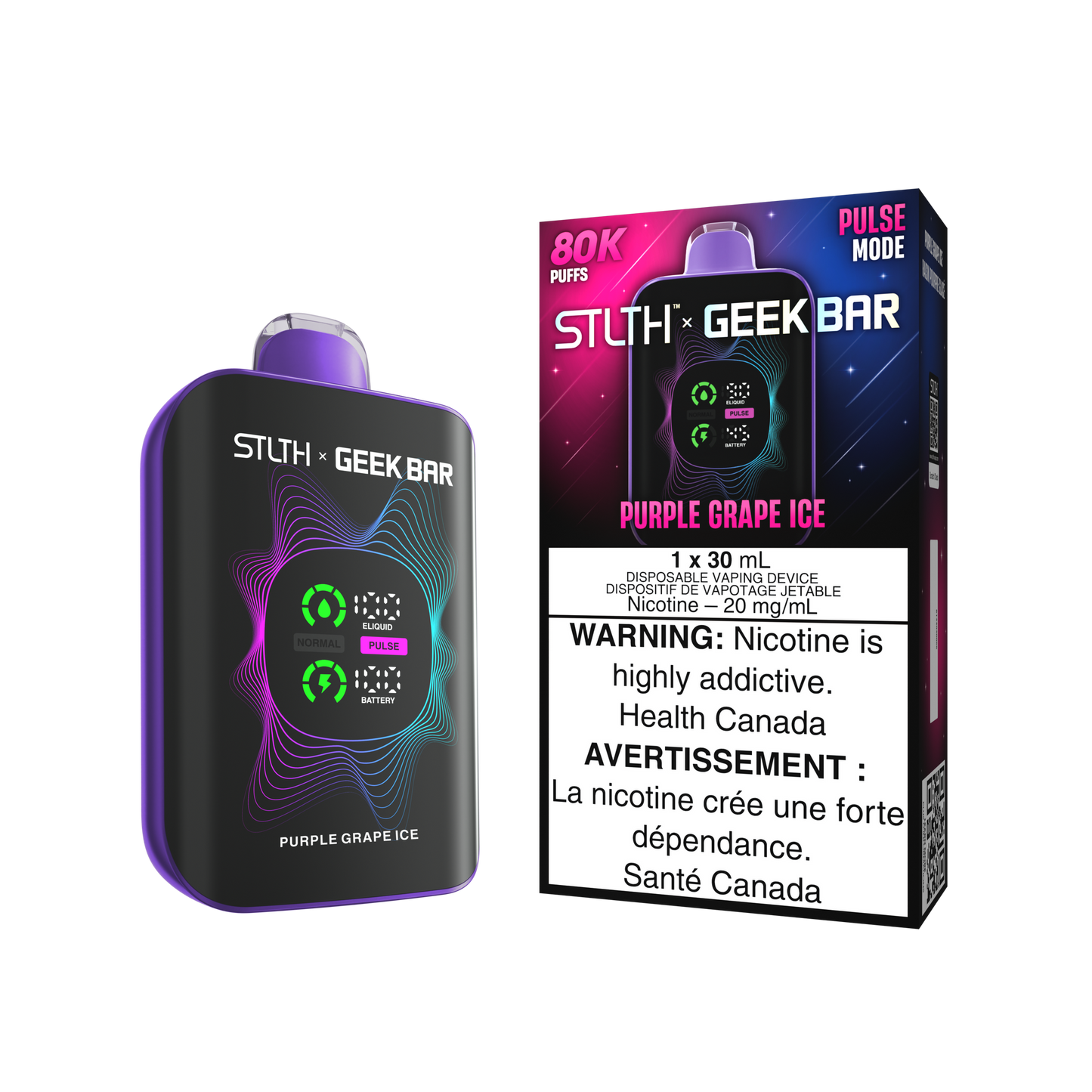 Stlth X Geek Bar 80k Purple Grape Ice 20mg/30mL disposable (Provincial)