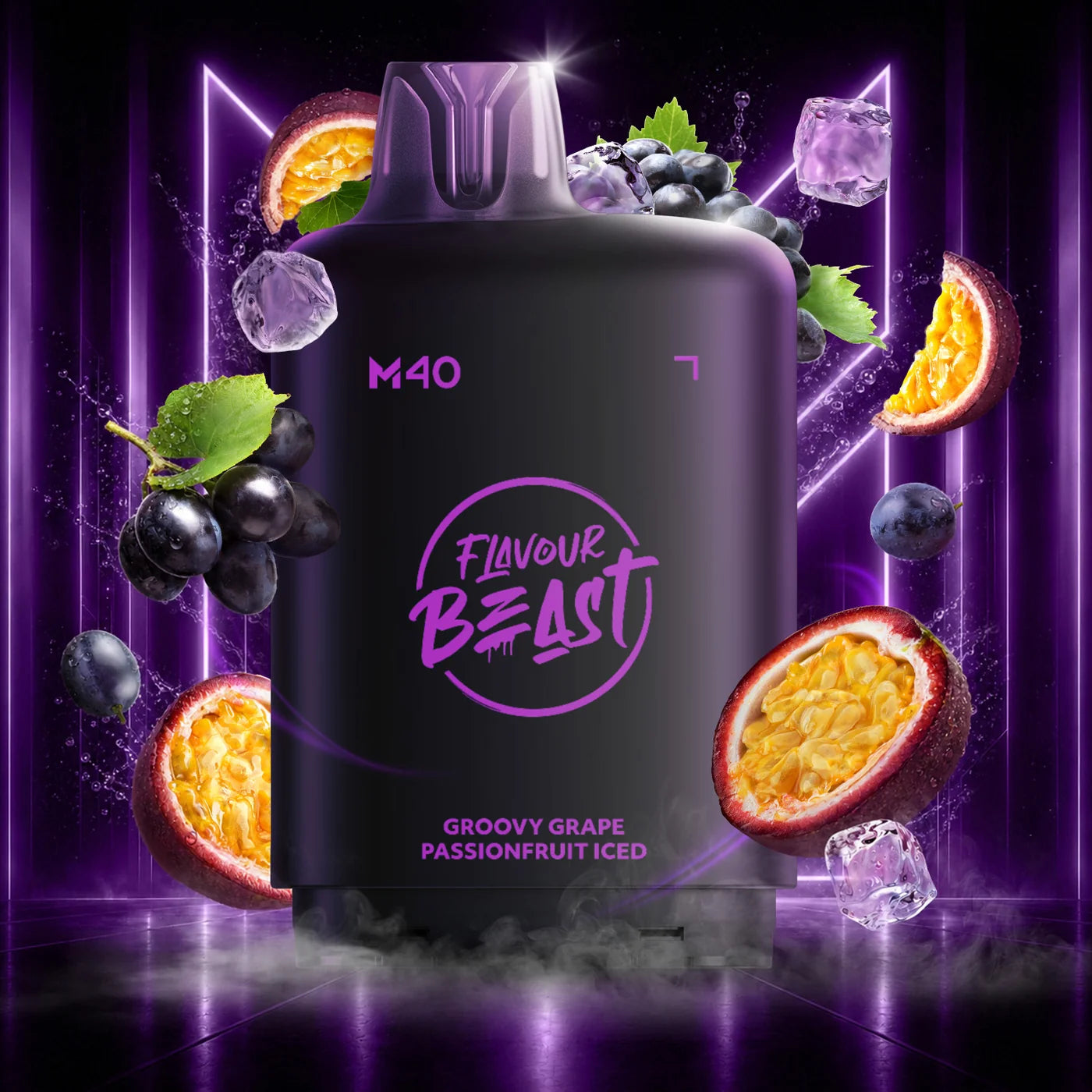 Flavour Beast Level X M Series pod 160k Groovy Grape Passionfruit Iced 20mg/mL (Provincial)