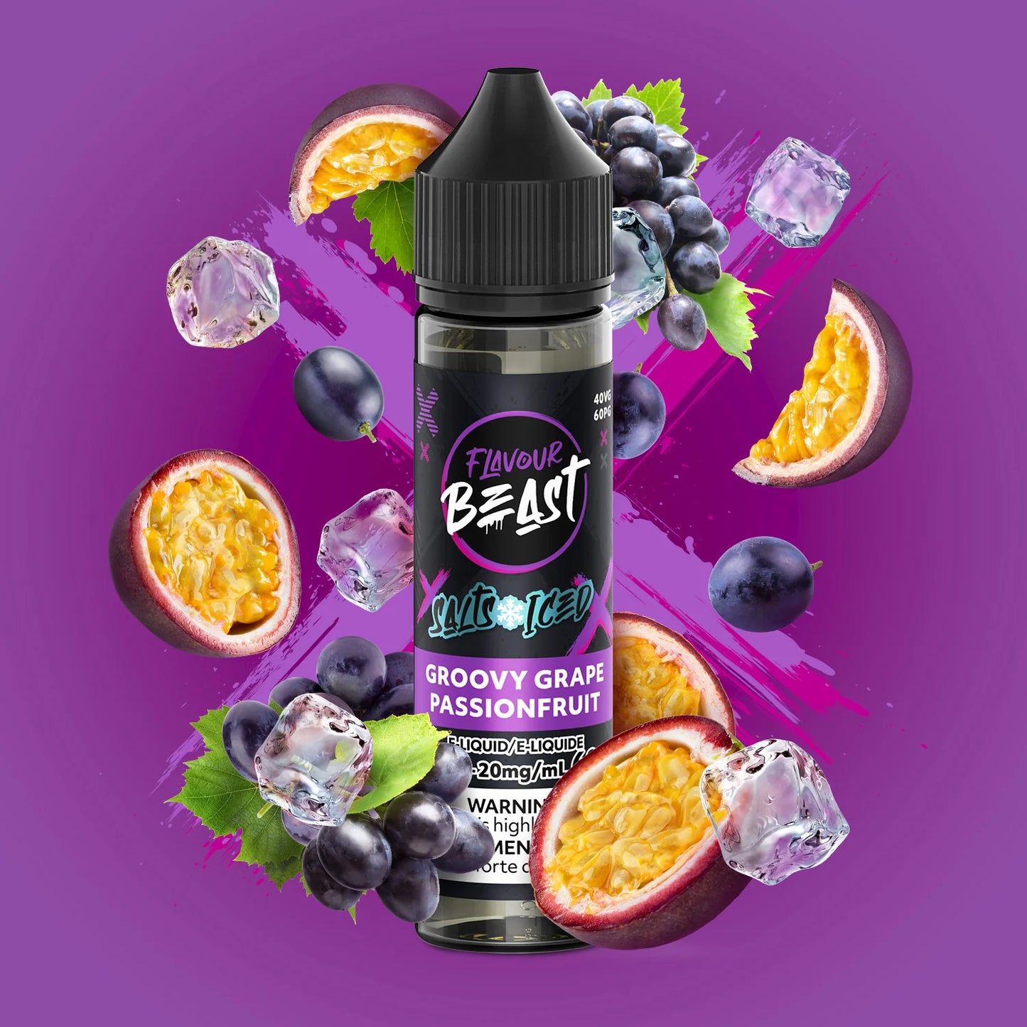 Flavour Beast e-liquid Groovy Grape Passionfruit Iced 20mg/mL-60mL(Provincial)