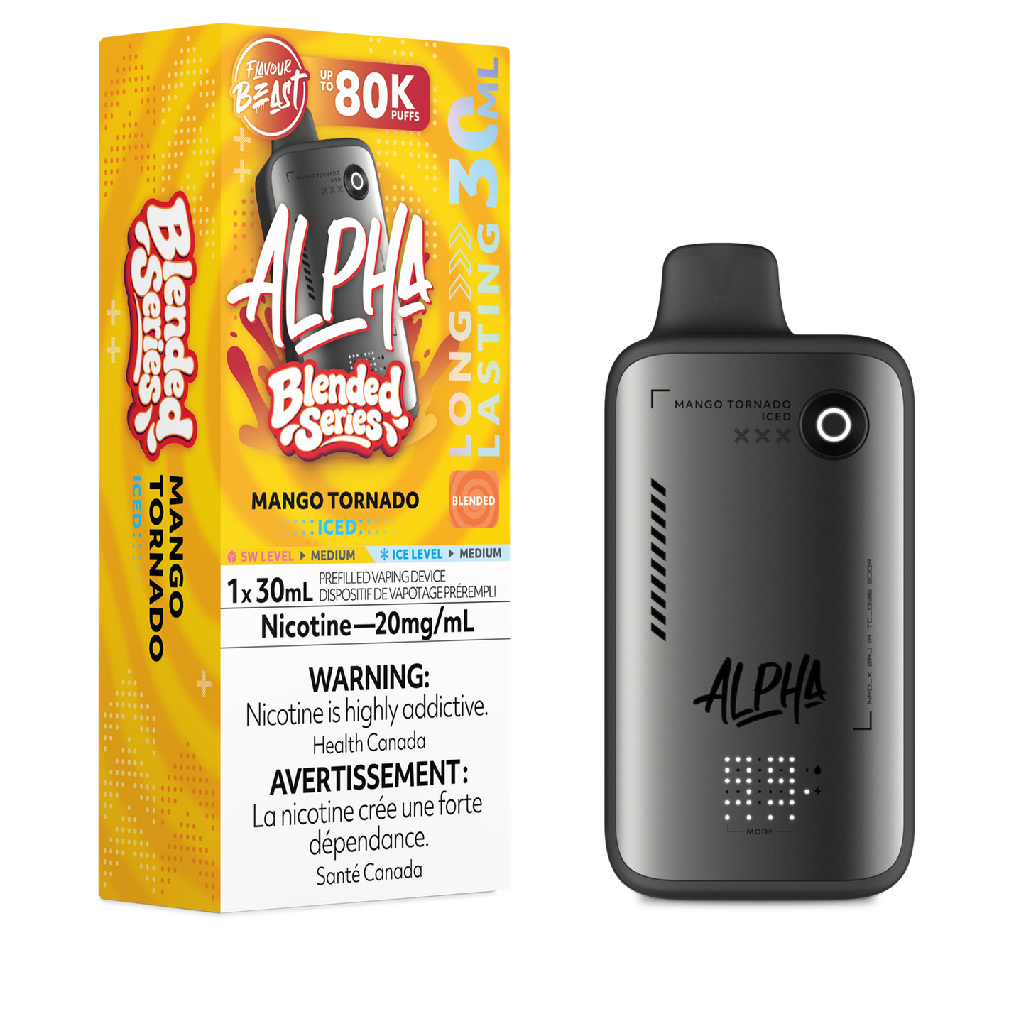Flavour Beast Alpha Mango Tornado ice Blended Series 80K 20mg disposable (Provincial)