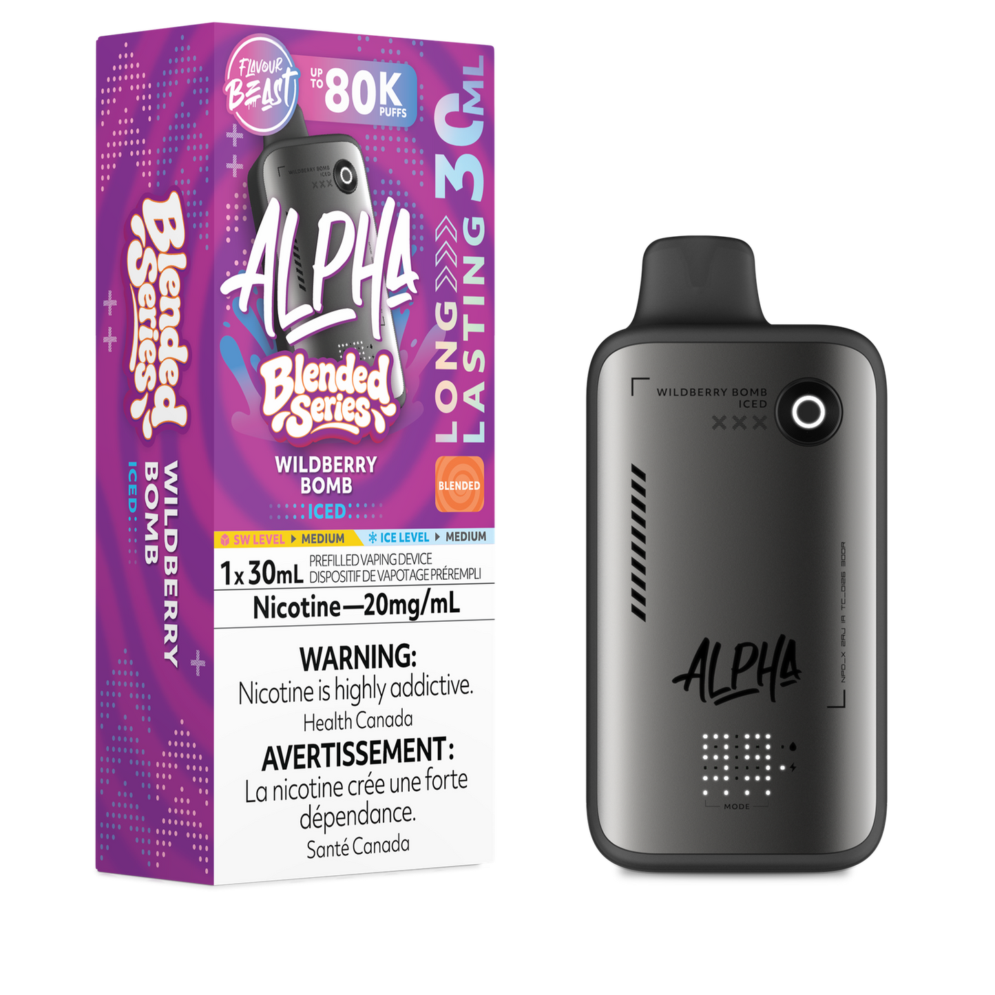 Flavour Beast Alpha Wildberry Bomb Ice Blended Series 80K 20mg disposable (Provincial)