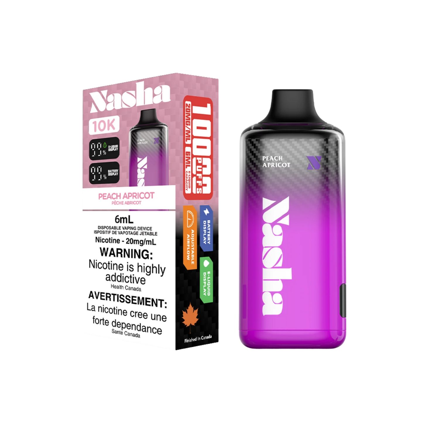 Nasha 10k Peach Apricot 20mg/mL disposable (Provincial)