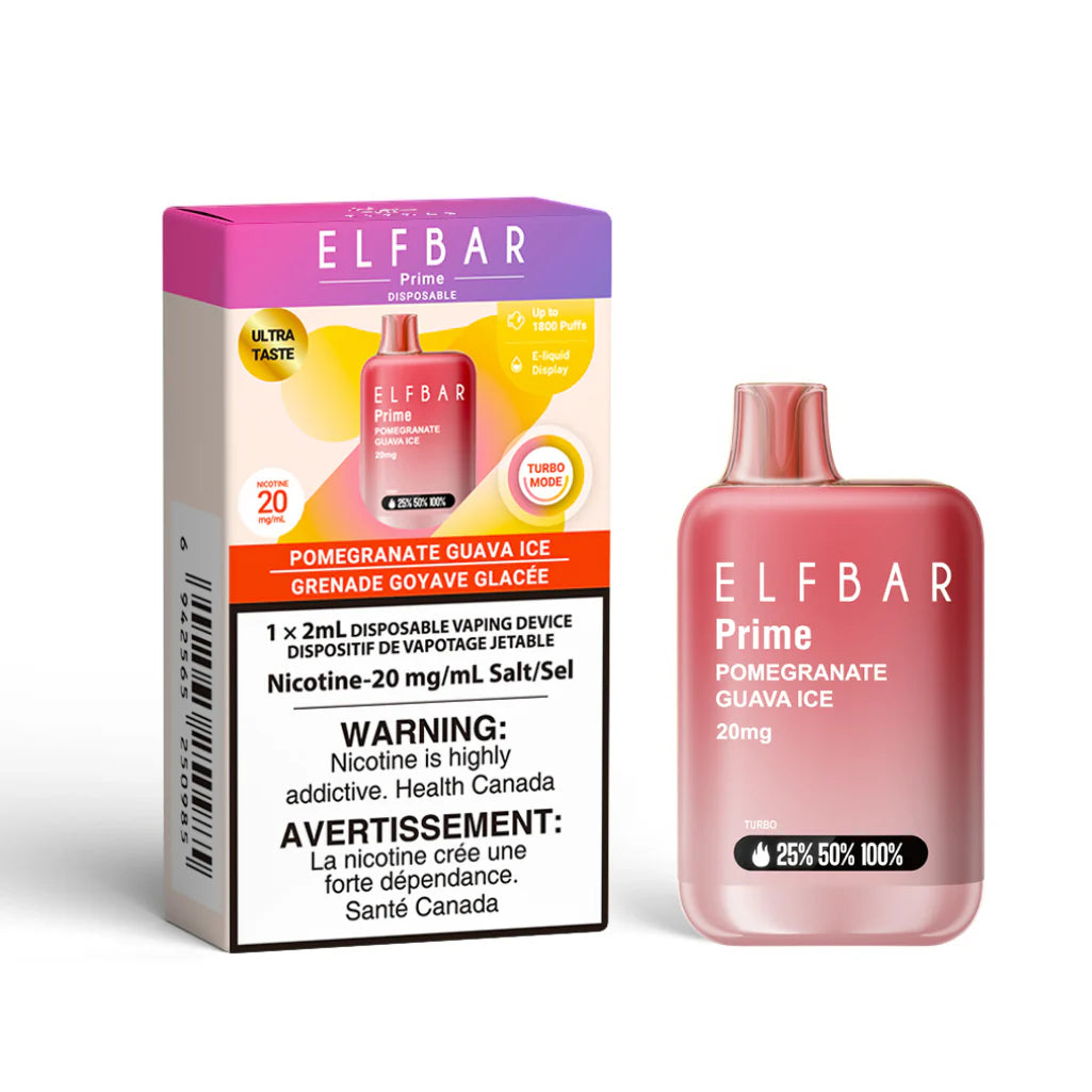 Elf Bar Prime 1800 Pomegranate Guava Ice 20mg/mL Disposable (Provincial)