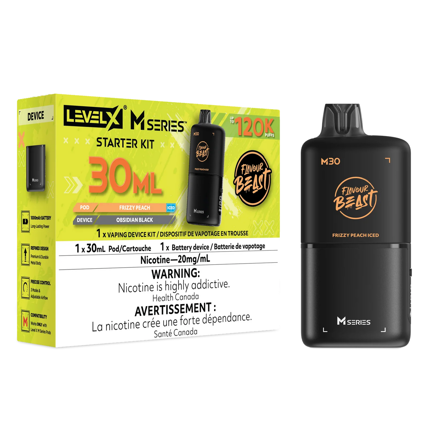 Flavour Beast Level X M Series Starter Kit 120k Frizzy Peach Iced 20mg/mL (Provincial)