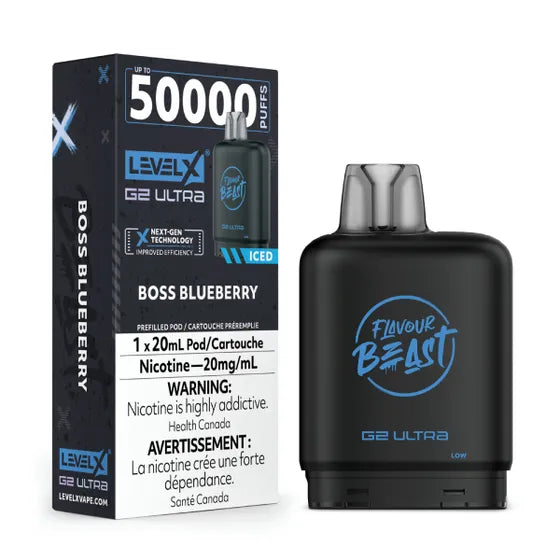 Flavour Beast Level X Ultra pod 50k Boss Blueberry Iced 20mg/mL (Provincial)