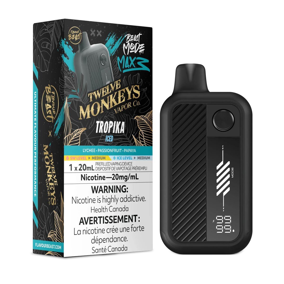 Flavour Beast Max 3 Twelve Monkeys 60k Tropika Iced 20mg/mL disposable (provincial)