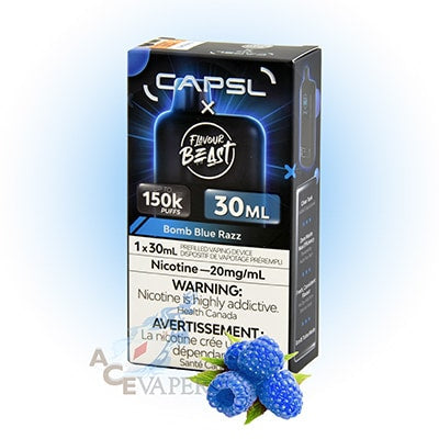 Capsl x Flavour Beast 150k Bomb Blue Razz 20mg/30ml Disposable (Provincial)