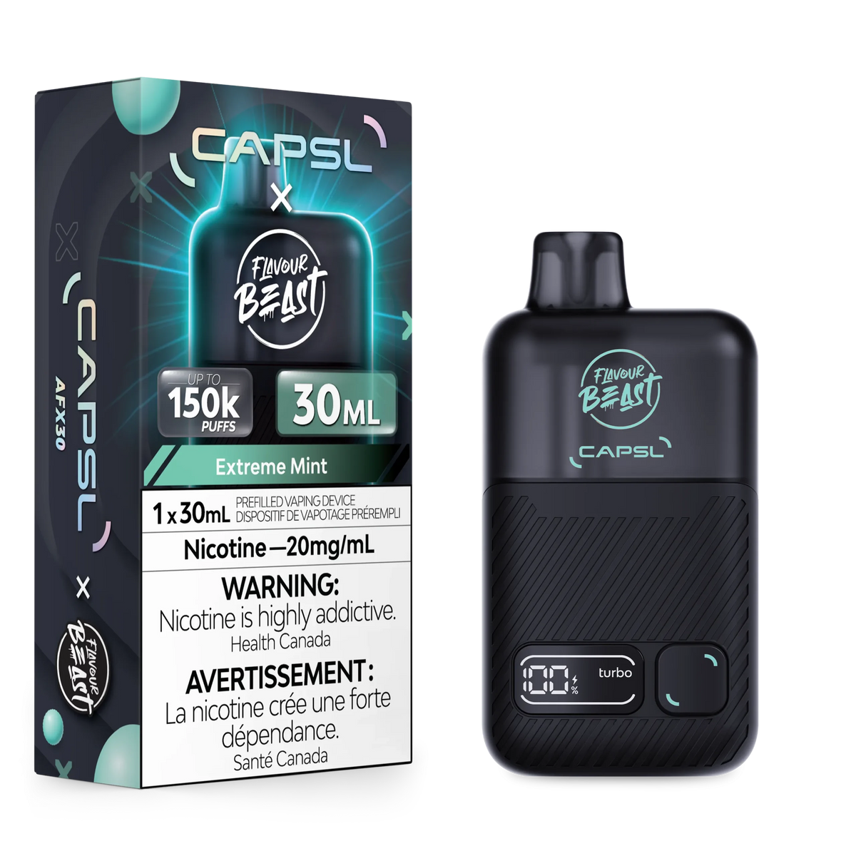 Capsl x Flavour Beast 150K Extreme Mint Iced 20mg/30mL Disposable (Provincial)