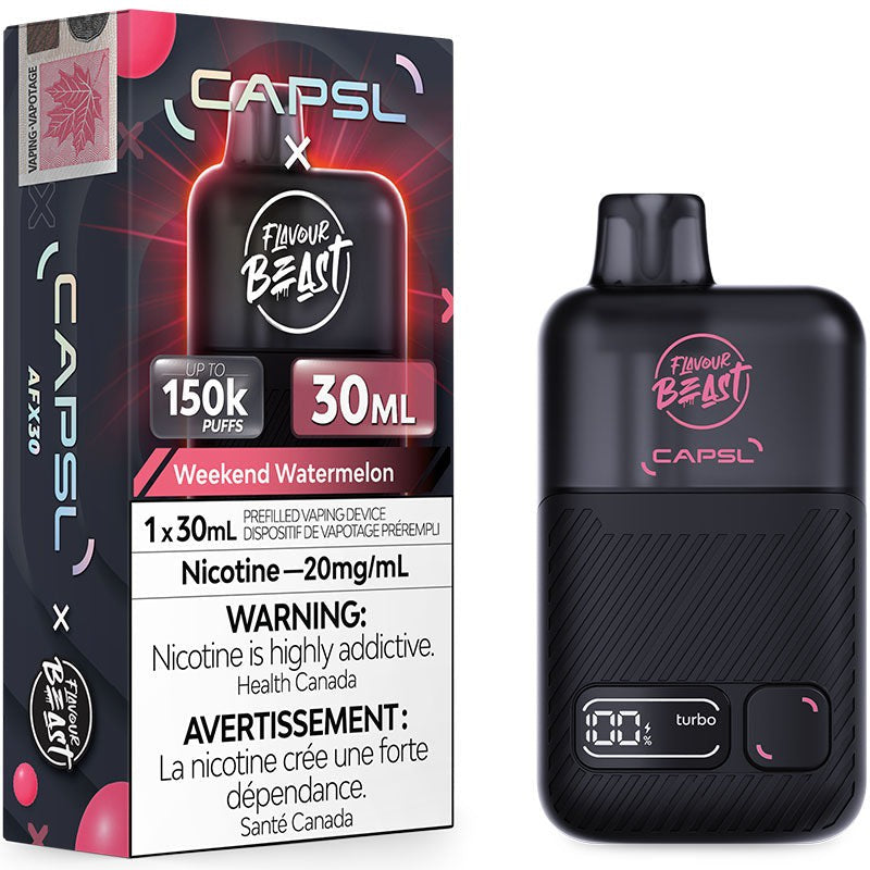 Capsl x Flavour Beast 150K Weekend Watermelon Iced 20mg/30mL Disposable (Provincial)